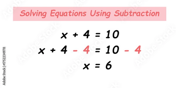 Fototapeta Solving Equations Using Subtraction in Mathematics.