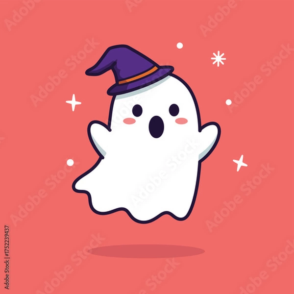 Obraz Cute Halloween Ghost Vector Illustration