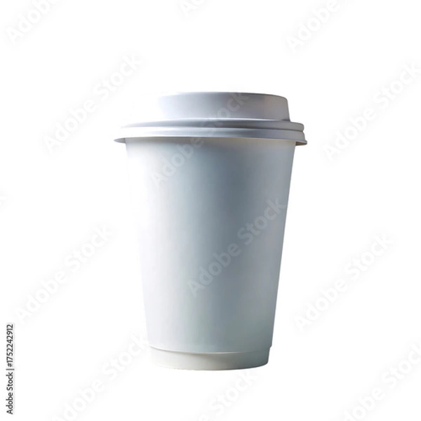 Obraz White paper coffee cup with lid isolated on black background take away beverage container mock up perfect for showcasing your brand