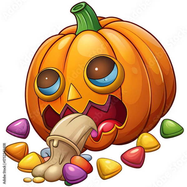 Obraz Jack o lantern that ate too much candy cartoon