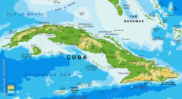 Obraz Mapa reliefowa Kuby