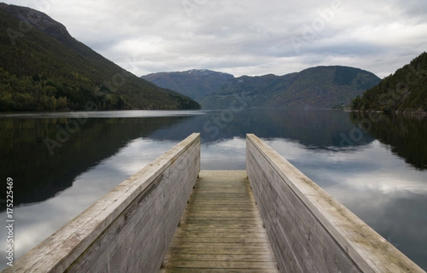 Fototapeta Fjord and mountain view