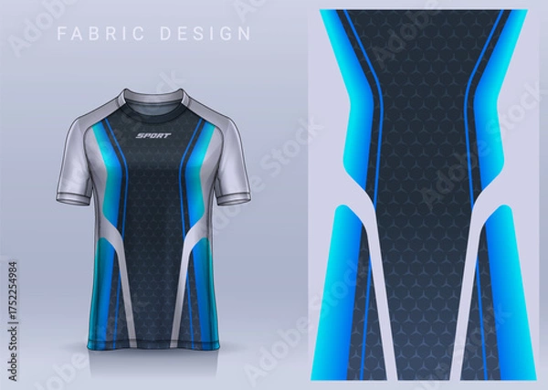 Fototapeta Fabric textile design for Sport t-shirt, Soccer jersey mockup for football club. uniform front view.	