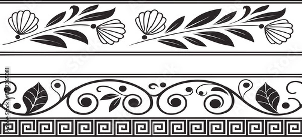 Obraz set of black and white floral elements