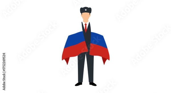 Fototapeta A stylized illustration of a person wearing a hat and draped with a flag.