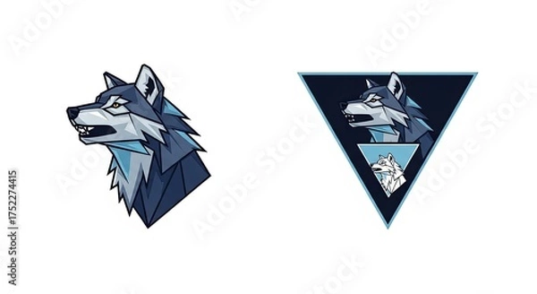 Obraz Digital Wolf Icon and Emblem Design