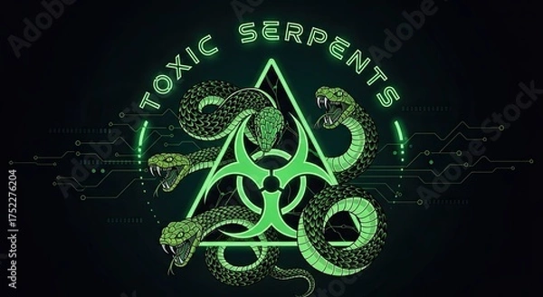 Obraz Neon Green Toxic Serpents Biohazard Symbol Digital Art