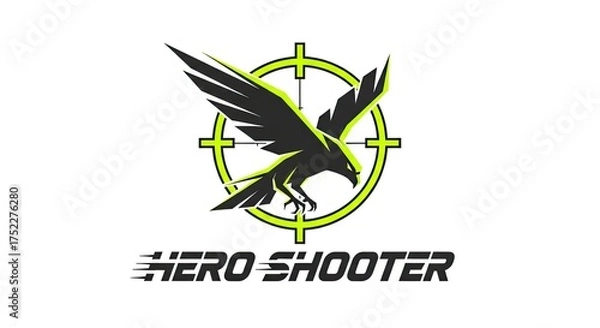 Obraz High Impact Aiming Eagle Symbol with Hero Shooter Text