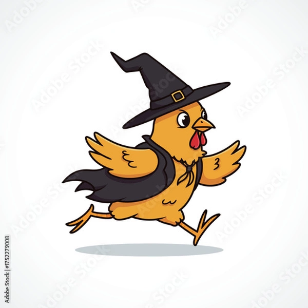 Obraz Cute Running Chicken Witch Halloween Vector