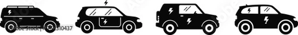 Fototapeta Four black suvs in profile view automotive collection featuring different models and designs highlighting modern vehicle styles transportation theme silhouette