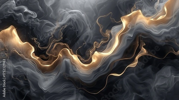 Fototapeta Grey Smoke on Black, Template, Pattern, Texture, Background, using generative ai