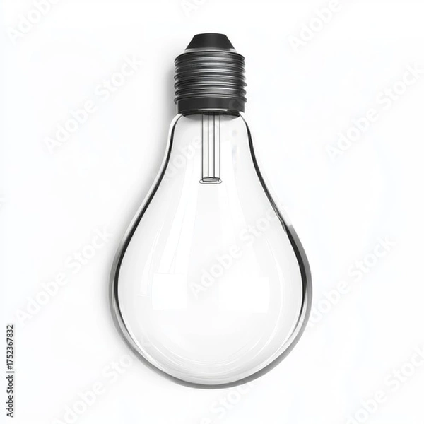 Obraz 3D light bulb shines, isolated on white background, vector illustration 