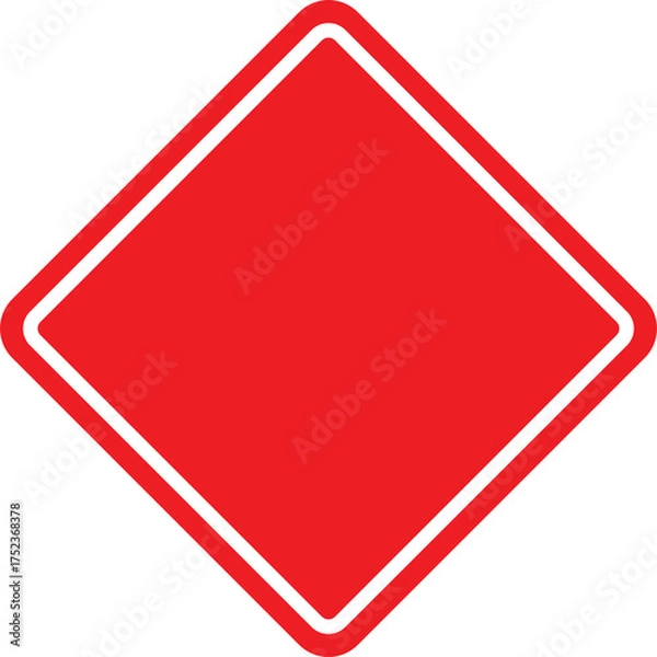 Obraz Square Safety Warning Sign Design Template, Red and White Caution Symbol Vector