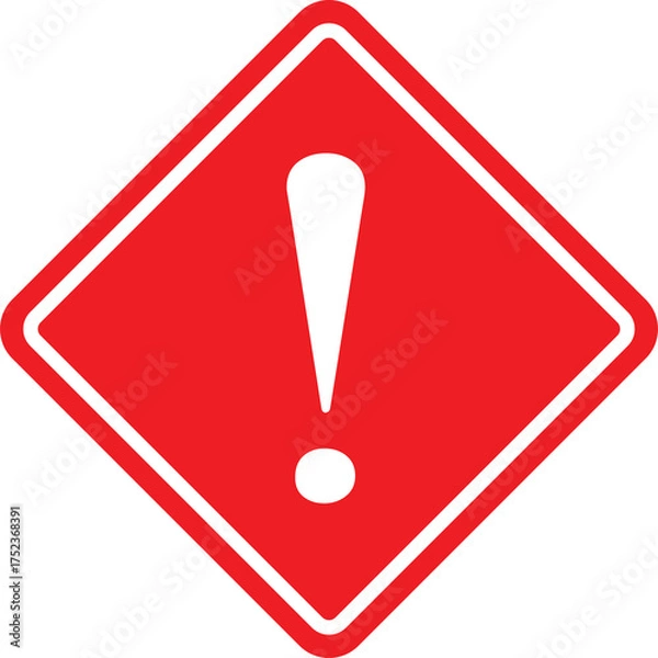 Obraz Exclamation mark warning sign, Square Safety Warning Sign Design Template, Red and White Caution Symbol Vector Illustration