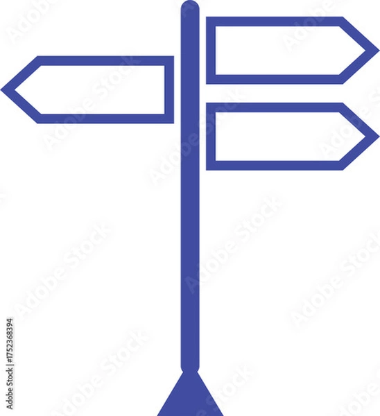 Fototapeta Wooden direction sign, Blue Color Directional Signpost Icon Vector, Navigation Arrow Guide Symbol Design on transparent background