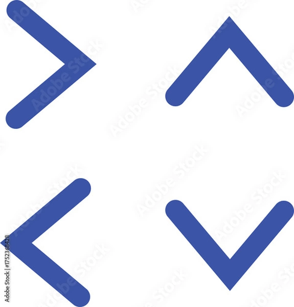 Obraz Blue Arrow Icon Set, Directional Navigation Arrows Vector Illustration