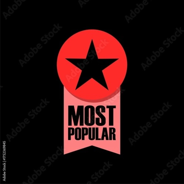 Fototapeta Most Popular Label icon isolated on black background