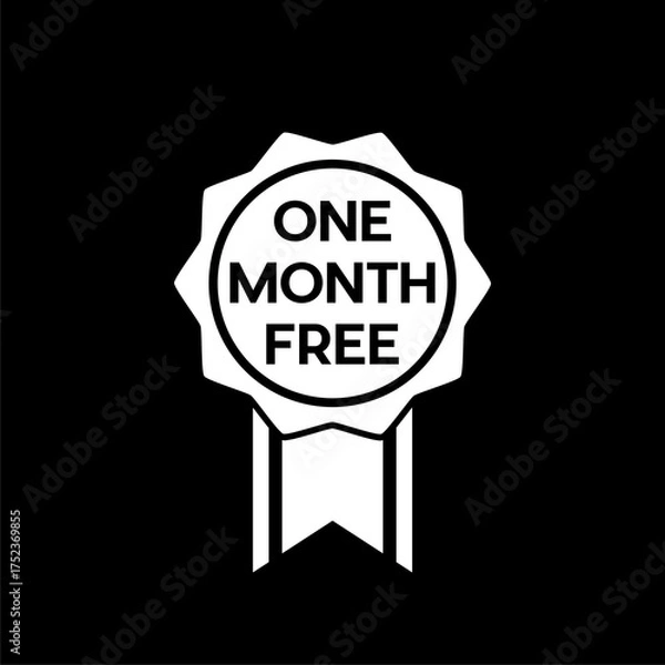 Fototapeta One month free icon isolated on black background