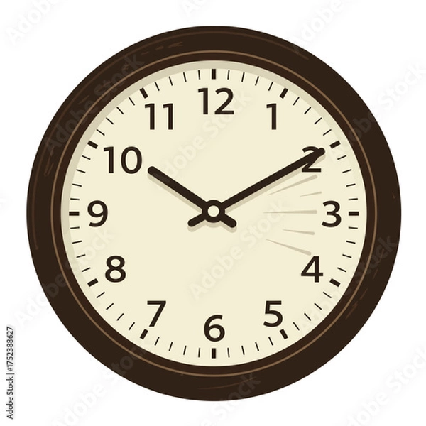 Obraz Simple analog clock showing time with hands on white background