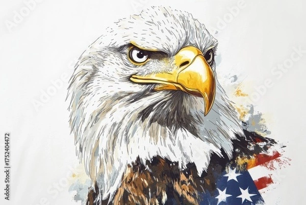 Obraz Patriotic layouts featuring an eagle and American flag elements for advertising designs