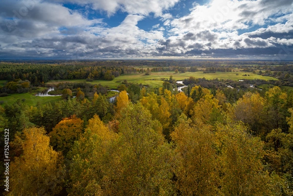 Obraz View from Tellingumäe observation tower over forests and fields in autumn