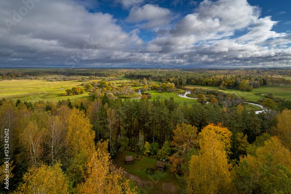 Obraz landscape with river and sky from Tellingumäe observation tower in autumn