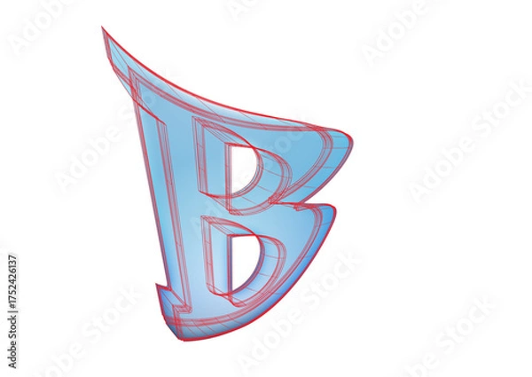 Obraz B letter blue isolated