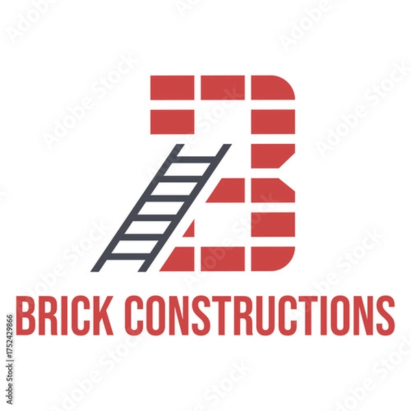 Fototapeta brick constructions flat minimalist logo design
