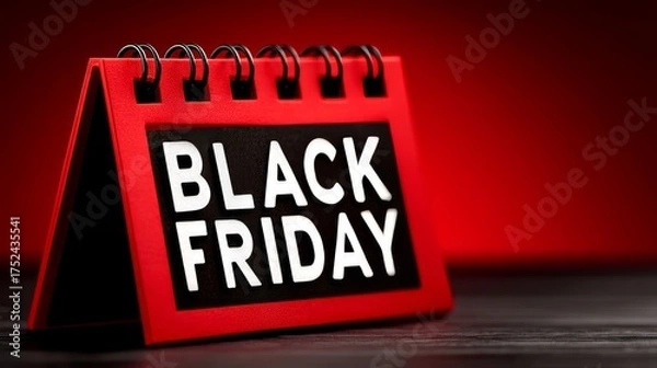 Obraz Black Friday Countdown Calendar with Bold Typography on a Red Background