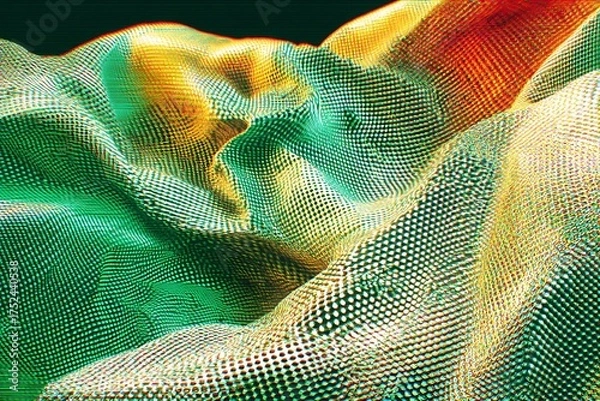 Obraz Abstract Data Landscape - Green, Yellow, and Orange Woven Texture.