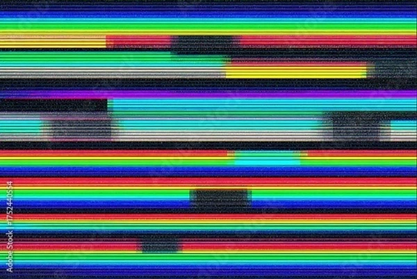 Obraz Abstract Rainbow Glitch Effect Horizontal Stripes Pattern.