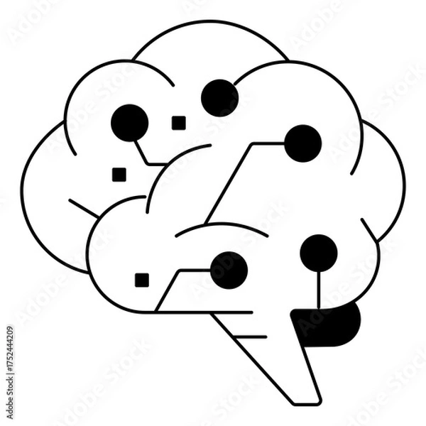 Fototapeta Neural Network Super Intelligence Vector Icon Symbol