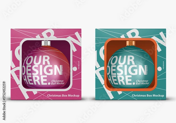 Fototapeta Christmas Ball in the Box Mockup