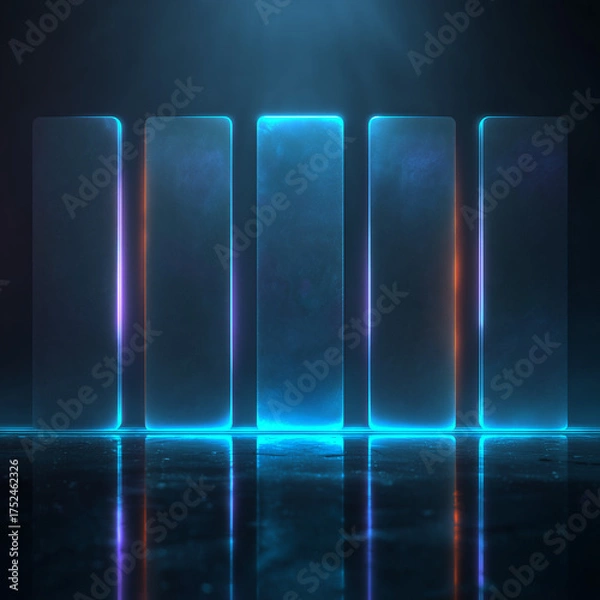 Obraz 青く光る未来的な柱群