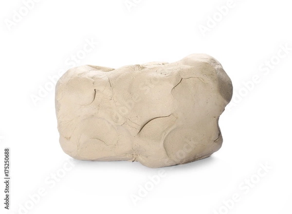 Obraz Grey modelling clay block isolated on white background