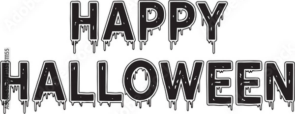 Obraz Happy Halloween text vector with a spooky dripping blood or slime effect, perfect for gruesome and eerie holiday designs.