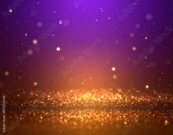 Fototapeta 金色の輝きが舞う紫とオレンジの幻想的な高級感あふれる背景デザイン