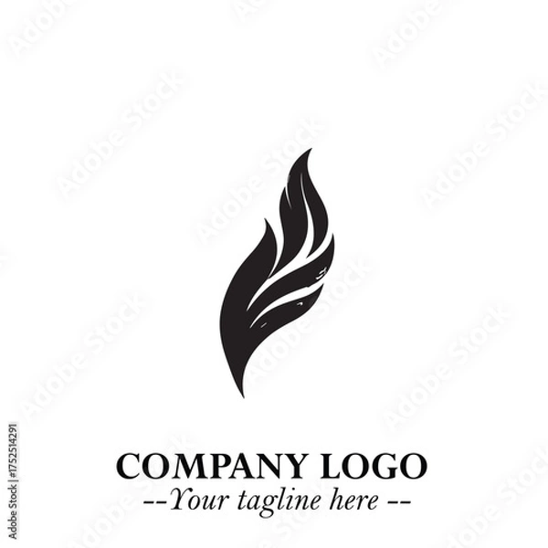 Fototapeta Elegant Feather Logo Symbol in Black on White Background with Minimalist and Modern Design