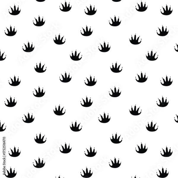 Fototapeta Hedgehog footprint seamless pattern with black color on a transparent background