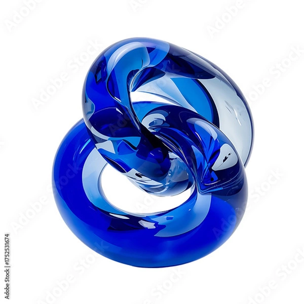Obraz Abstract Glass Sculpture Blue Torus Knots Modern Art Object on Black Background