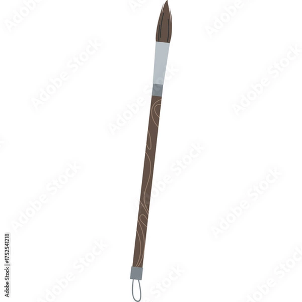 Obraz Pixel Art Paintbrush with Brown Handle and Silver Metal Ferrule on Transparent Background Ideal for Digital Art and Design Projects