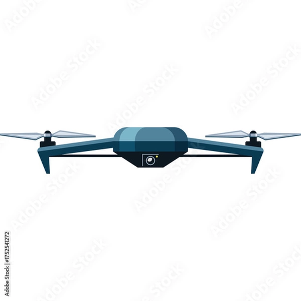 Obraz Pixel Art Quadcopter Drone With Four Rotors And Camera In Blue And Gray Colors Isolated On White Background Studio Shot