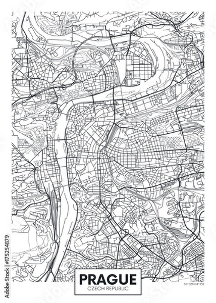 Obraz Mapa miasta szczegółowe wektor plakat Praga