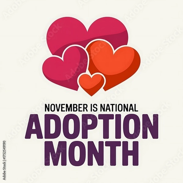 Obraz November is national adoption month with hearts illustration