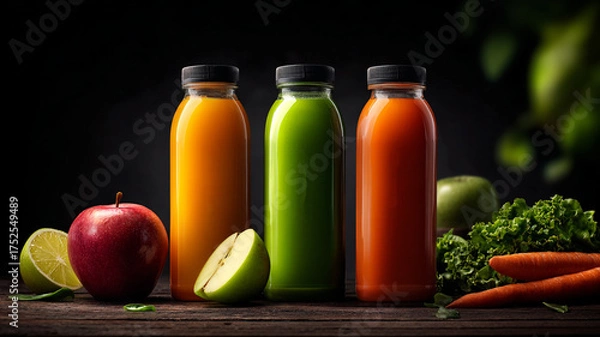 Obraz fresh fruit juice with fruits