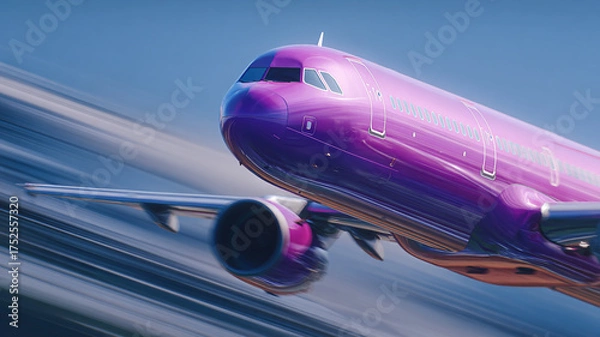 Obraz High-altitude airplane and beautiful sky in spring