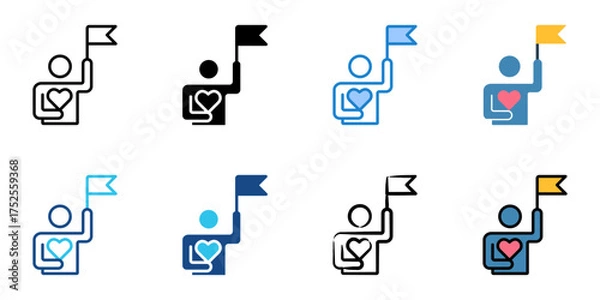 Fototapeta patriotism icon set multiple style collection 
