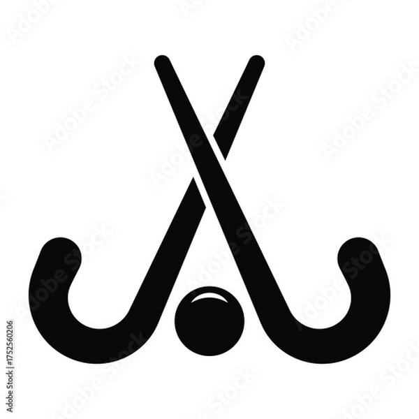 Obraz Hockey Stick and Puck Vector Icon | Ice Hockey Silhouette Logo Design.