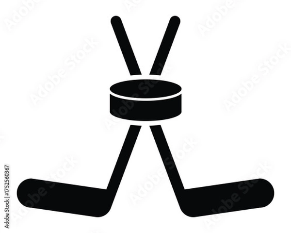 Obraz Hockey Stick Logo and Puck Icon | Flat Glyph Sports Design Vector.