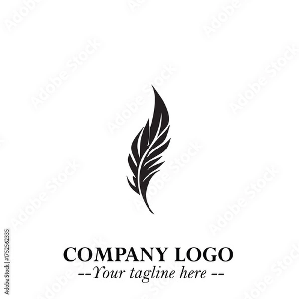 Obraz Feather Logo Symbol in Black on the White Background Minimalist Elegant Vector Illustration